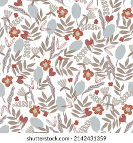 Floral seamless pattern. doodle flowers, summer childrens background