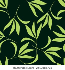 Floral seamless pattern with doodle flowers, branches and leaves. Hand drawn Scandinavian style vector illustration