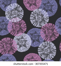 Floral seamless pattern with doodle flowers.