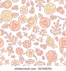 floral seamless pattern. doodle flowers vector spring background