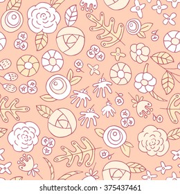 floral seamless pattern. doodle flowers vector spring background