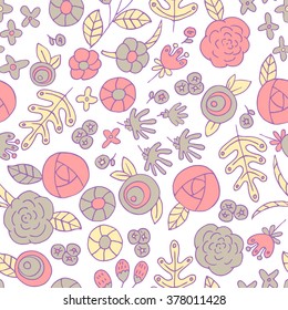 floral seamless pattern. doodle flowers vector spring background