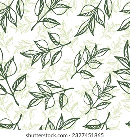 Floral seamless pattern with doodle leaves for textile design