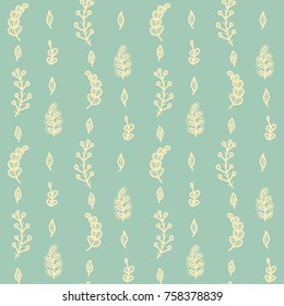 Floral seamless floral pattern in doodle style. Gentle, spring/summer floral background.