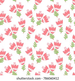 Floral seamless pattern in doodle style with flowers and leaves. Gentle, spring floral background. Elegant ditsy floral background, template for fashion prints, textile