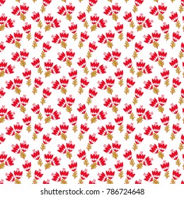 Floral seamless pattern in doodle style with flowers and leaves. Gentle, spring floral background. Elegant ditsy floral background, template for fashion prints, textile