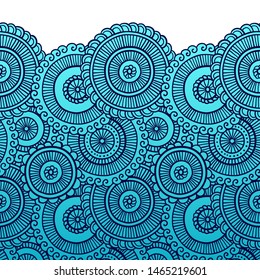 Floral seamless pattern. Doodle vector background with flowers, leaves. Indian ornament. Colorful oriental design in mendi style. Vector abstract illustration.