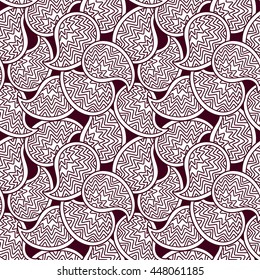 Floral seamless pattern. Doodle vector background with paisley, leaves. Indian ornament, henna style. oriental design. Vector pattern in mendi style.