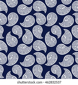 Floral seamless pattern. Doodle vector background with paisley, leaves. Indian ornament, henna style. oriental design. Vector pattern in mendi style.