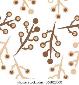 Floral seamless pattern, doodles,branches,bagels. Hand drawn.