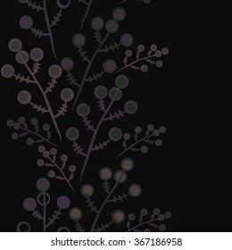 Floral seamless pattern, doodles,branches,bagels, vertical. Hand drawn.