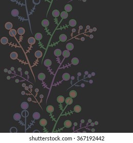 Floral seamless pattern, doodles,branches,bagels, vertical. Hand drawn.