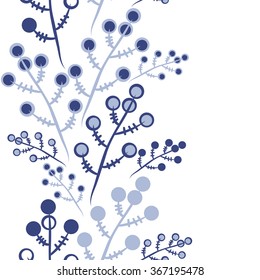 Floral seamless pattern, doodles,branches,bagels, vertical. Hand drawn.