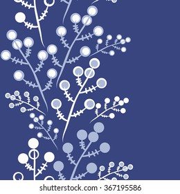 Floral seamless pattern, doodles,branches,bagels, vertical. Hand drawn.