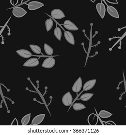 Floral seamless pattern, doodles,branches,leaves, ellipses. Hand drawn.