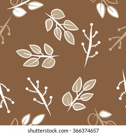 Floral seamless pattern, doodles,branches,leaves, ellipses. Hand drawn.