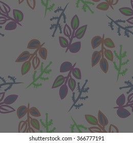 Floral seamless pattern, doodles,branches,leaves. Hand drawn.