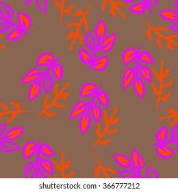 Floral seamless pattern, doodles,branches,leaves. Hand drawn.