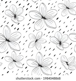 Floral seamless pattern with dots. For textile, paper, wrapping paper, packaging, prints. Vector pattern. 