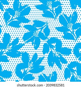 Floral seamless pattern with dotted textures for fashion textiles and graphics