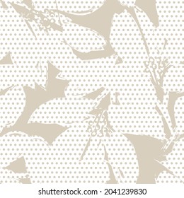Floral seamless pattern with dotted textures for fashion textiles and graphics