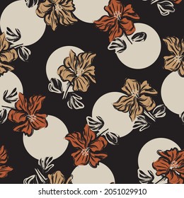 Floral seamless pattern with dotted textures for fashion textiles and graphics