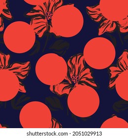 Floral seamless pattern with dotted textures for fashion textiles and graphics