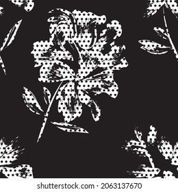 Patrón sin costuras florales con texturas de puntos para textiles y gráficos de moda
