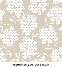 Floral seamless pattern with dotted textures for fashion textiles and graphics