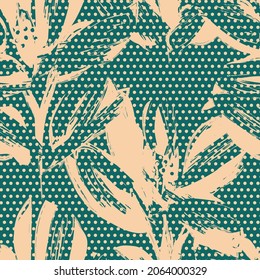 Floral seamless pattern with dotted textures for fashion textiles and graphics