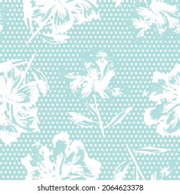 Floral seamless pattern with dotted textures for fashion textiles and graphics