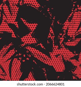 Floral seamless pattern with dotted textures for fashion textiles and graphics