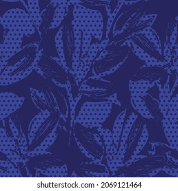Floral seamless pattern with dotted textures for fashion textiles and graphics