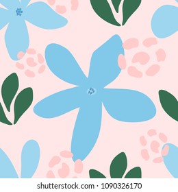 Floral seamless pattern drawn by hand. Endless repeating stylish print. Modern vector illustration.