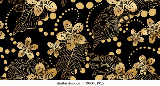 Floral seamless pattern in eastern style. Flower background. Flourish garden texture with flowers.