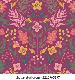 FLORAL SEAMLESS PATTERN IN  EDITABLE VECTOR FILE