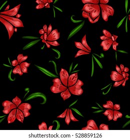 Floral seamless pattern. The effect of embroidery. embroidery flowers vector