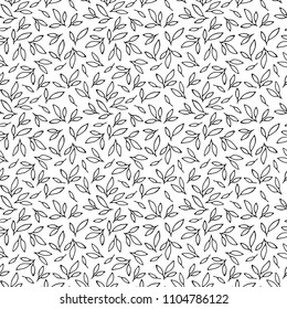 Floral seamless pattern. Elegant black and white background with leaves. Can be used for wallpaper, packaging and stationery, surface textures, scrapbooking, fabric prints.
