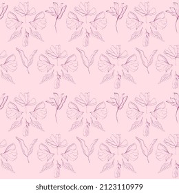 floral seamless pattern. Elegant vintage background. Monochrome silhouette of flowers