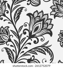 Floral seamless pattern element. Classical luxury old fashioned damask ornament,  seamless texture for wallpapers, textile, wrapping. Exquisite floral baroque template.