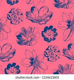 Floral seamless pattern. Element for floral design and natural background.
