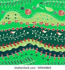 Floral seamless pattern. Endless branches. Vector illustration.