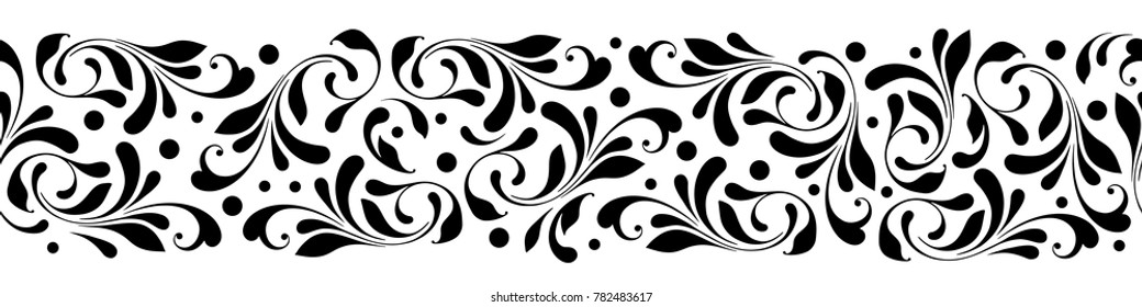 Floral seamless pattern. Endless flowers border for wrapping, textiles, paper, wallpaper, ribbon. Decorative ornament.