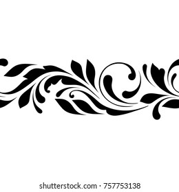 Floral seamless pattern. Endless ornamental border for ribbons, fabric, wrapping, wallpaper, tape. Decorative design element for background and cover.