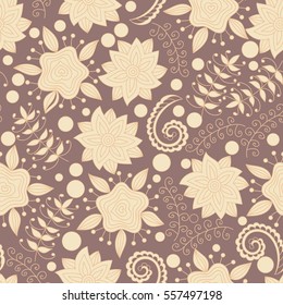 Floral seamless pattern, endless texture with flowers. Vector background for textile or wallpaper design. Elements are not cut off and hidden under the mask