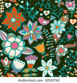 Floral seamless pattern, endless texture with flowers. Vector background for textile design.