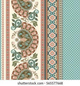 Floral seamless pattern. Ethnic border ornament.  Egyptian, Greek, Roman style. Can be used for greeting business card background, coloring book, backdrop, textile, web, wrapping paper