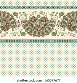 Floral seamless pattern. Ethnic border ornament.  Egyptian, Greek, Roman style. Can be used for greeting business card background, coloring book, backdrop, textile, web, wrapping paper