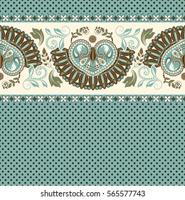 Floral seamless pattern. Ethnic border ornament.  Egyptian, Greek, Roman style. Can be used for greeting business card background, coloring book, backdrop, textile, web, wrapping paper