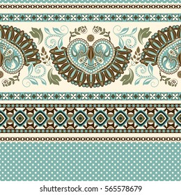 Floral seamless pattern. Ethnic border ornament.  Egyptian, Greek, Roman style. Can be used for greeting business card background, coloring book, backdrop, textile, web, wrapping paper